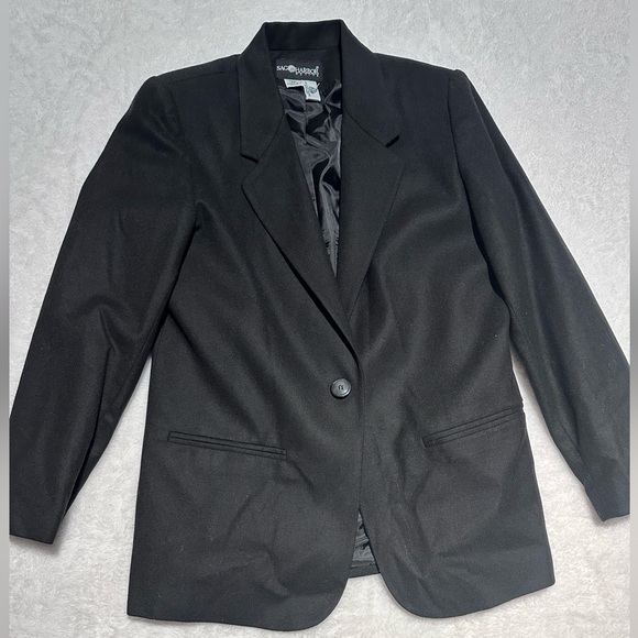 Sag Harbor Petite Vintage 100% Wool Black Single Button Blazer 6P - Picture 1 of 12